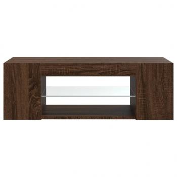 TV-Schrank mit LED-Leuchten Braun Eichen-Optik 90x39x30 cm