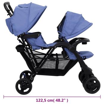 Tandem-Zwillingskinderwagen Marineblau Stahl