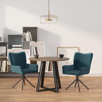 ARDEBO.de - Esszimmerstühle 2 Stk. Drehbar Blau Samt