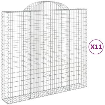 Gabionen mit Hochbogen 11Stk. 200x50x180/200cm Verzinktes Eisen