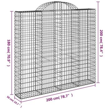 Gabionen mit Hochbogen 11Stk. 200x50x180/200cm Verzinktes Eisen