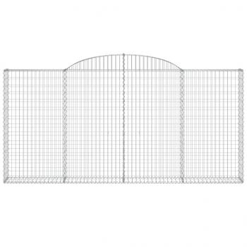 Gabionen mit Hochbogen 8 Stk. 300x30x140/160cm Verzinktes Eisen