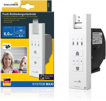 ARDEBO.de Schellenberg RolloDrive 65 Premium Rollladengurtantrieb, bis 6 m², elektrischer Gurtwickler Unterputz mit Funk, weiß (22767)