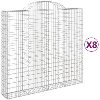 Gabionen mit Hochbogen 8 Stk. 200x50x180/200cm Verzinktes Eisen