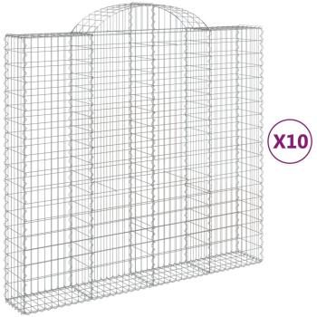 Gabionen mit Hochbogen 10Stk. 200x50x180/200cm Verzinktes Eisen