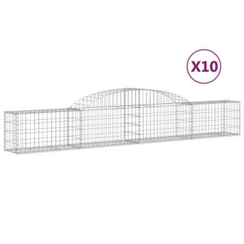 Gabionen mit Hochbogen 10 Stk. 300x30x40/60 cm Verzinktes Eisen