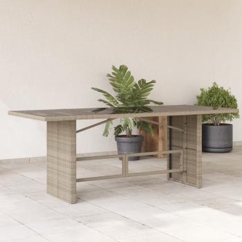 ARDEBO.de - Gartentisch mit Glasplatte Hellgrau 190x80x74 cm Poly Rattan