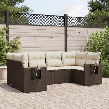 ARDEBO.de - 6-tlg. Garten-Sofagarnitur mit Kissen Braun Poly Rattan