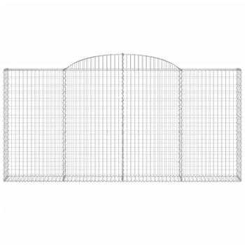 Gabionen mit Hochbogen 10 Stk 300x30x140/160cm Verzinktes Eisen