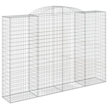 Gabionen mit Hochbogen 4 Stk. 300x50x200/220cm Verzinktes Eisen