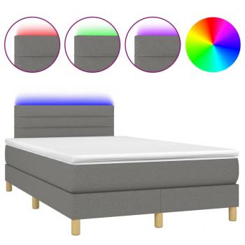 Boxspringbett mit Matratze & LED Dunkelgrau 120x190 cm Stoff