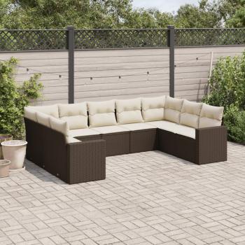ARDEBO.de - 9-tlg. Garten-Sofagarnitur mit Kissen Braun Poly Rattan