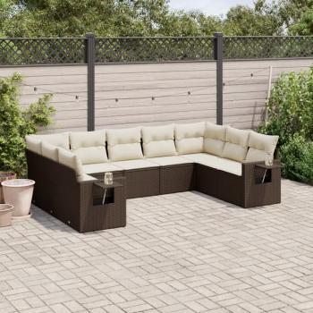 ARDEBO.de - 9-tlg. Garten-Sofagarnitur mit Kissen Braun Poly Rattan