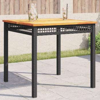 ARDEBO.de - Gartentisch Schwarz 80x80x75 cm Poly Rattan Akazienholz