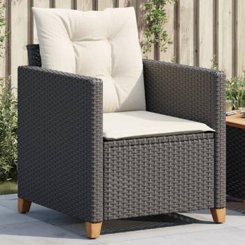 ARDEBO.de - Gartensessel mit Kissen Schwarz Poly Rattan
