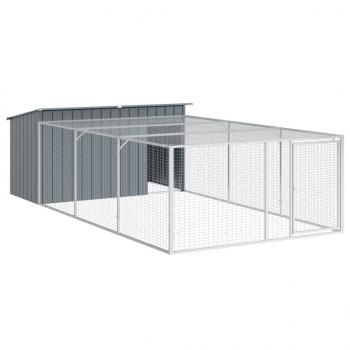 Hundehütte mit Auslauf Anthrazit 197x396x110cm Verzinkter Stahl