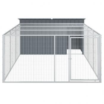 Hundehütte mit Auslauf Anthrazit 197x396x110cm Verzinkter Stahl