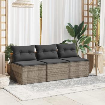 ARDEBO.de - Gartensofas ohne Armlehnen mit Kissen 2 Stk. Grau Poly Rattan