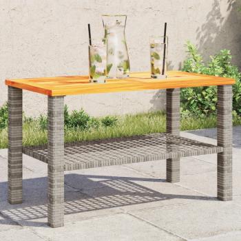 ARDEBO.de - Gartentisch Grau 70x38x42 cm Poly Rattan Akazienholz