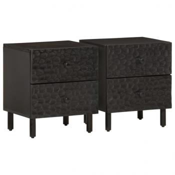 ARDEBO.de - Nachttische 2 Stk. Schwarz 40x33x46 cm Massivholz Mango