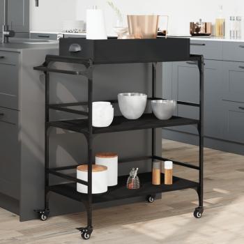 ARDEBO.de - Küchenwagen Schwarz 81,5x41x92,5 cm Holzwerkstoff