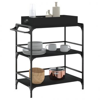 Küchenwagen Schwarz 81,5x41x92,5 cm Holzwerkstoff