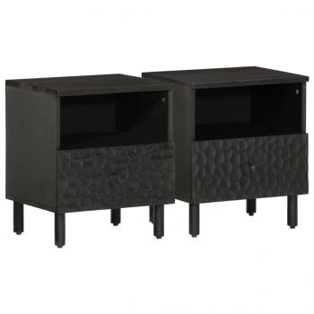 ARDEBO.de - Nachttische 2 Stk. Schwarz 40x33x46 cm Massivholz Mango