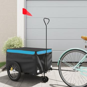 ARDEBO.de - Fahrradanhänger Schwarz und Blau 30 kg Eisen