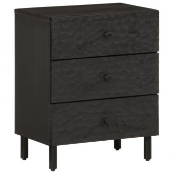 ARDEBO.de - Nachttisch Schwarz 50x33x60 cm Massivholz Mango