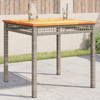 ARDEBO.de - Gartentisch Grau 80x80x75 cm Poly Rattan Akazienholz