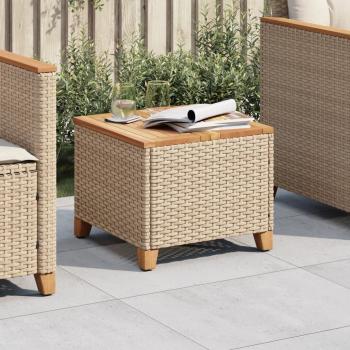 ARDEBO.de - Gartentisch Beige 45x45x37 cm Poly Rattan Akazienholz