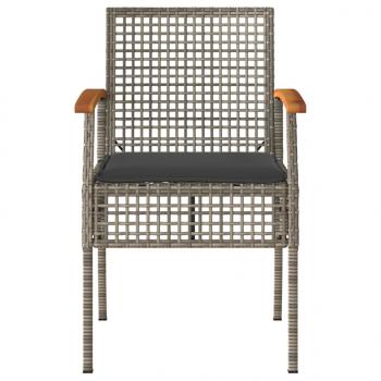 3-tlg. Bistro-Set mit Kissen Grau Poly Rattan Akazienholz
