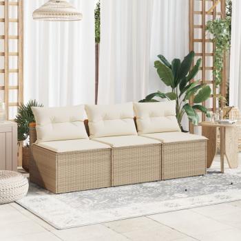 ARDEBO.de - Gartensofas ohne Armlehnen mit Kissen 2 Stk. Beige Poly Rattan