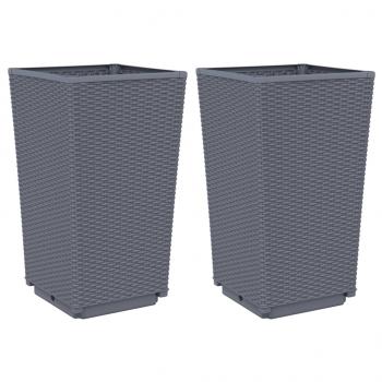 Pflanzkübel 2 Stk. Grau 32,5x32,5x57 cm PP