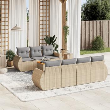 ARDEBO.de - 8-tlg. Garten-Sofagarnitur mit Kissen Beige Poly Rattan