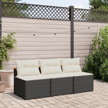 ARDEBO.de - Gartensofas ohne Armlehnen mit Kissen 2 Stk Schwarz Poly Rattan