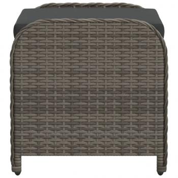 Gartenhocker mit Kissen Grau 58x46x46 cm Poly Rattan