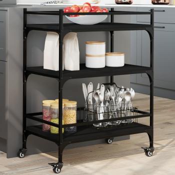 ARDEBO.de - Küchenwagen Schwarz 65x40x86,5 cm Holzwerkstoff