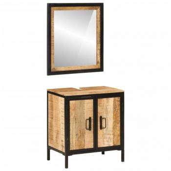 ARDEBO.de - 2-tlg. Badmöbel-Set Eisen und Massivholz Mango