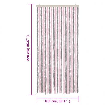Fliegenvorhang Silbergrau und Rosa 100x220 cm Chenille