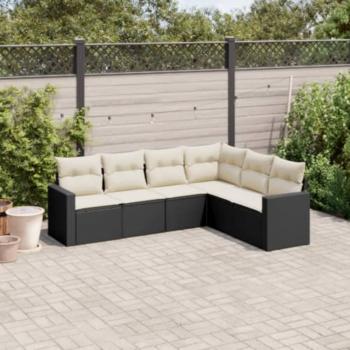 ARDEBO.de - 6-tlg. Garten-Sofagarnitur mit Kissen Schwarz Poly Rattan
