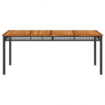 Gartentisch Schwarz 180x90x75 cm Poly Rattan Akazienholz