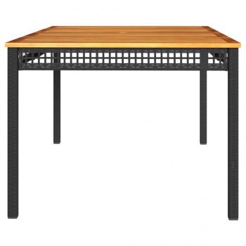 Gartentisch Schwarz 180x90x75 cm Poly Rattan Akazienholz