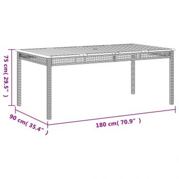 Gartentisch Schwarz 180x90x75 cm Poly Rattan Akazienholz