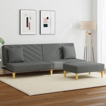 ARDEBO.de - Schlafsofa 2-Sitzer mit Kissen und Fußhocker Dunkelgrau Stoff