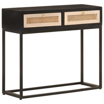 ARDEBO.de - Konsolentisch Schwarz 90x30x76 cm Massivholz Mango und Eisen