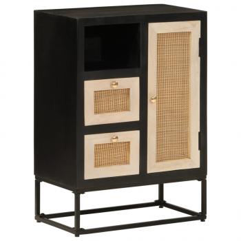 ARDEBO.de - Sideboard Schwarz 55x30x76 cm Massivholz Mango und Eisen