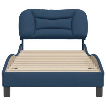 Bettgestell mit Kopfteil Blau 90x190 cm Stoff