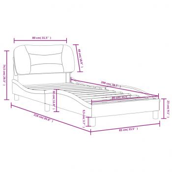 Bettgestell mit Kopfteil Taupe 80x200 cm Stoff