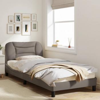 Bettgestell mit Kopfteil Taupe 90x200 cm Stoff